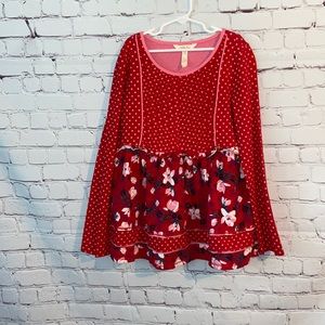 ✅ Matilda Jane Red Polka Dot And Floral Top